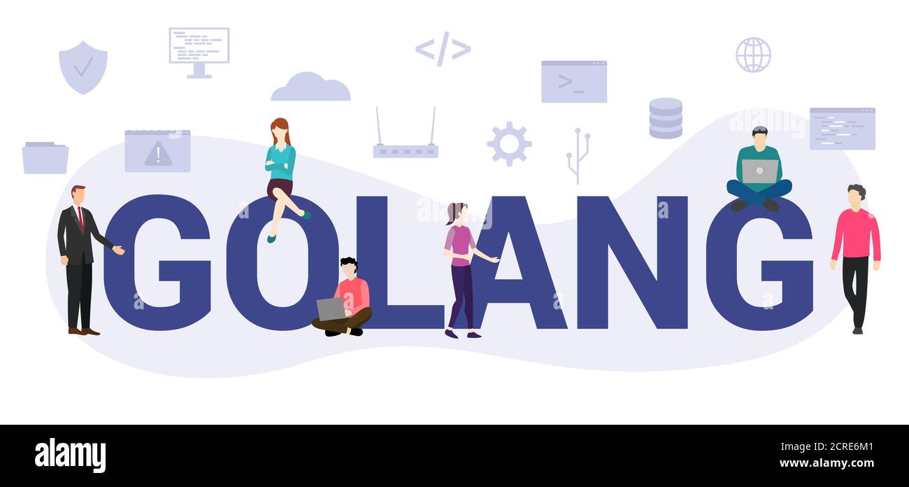 golang programming language concept with modern big text or word and ...