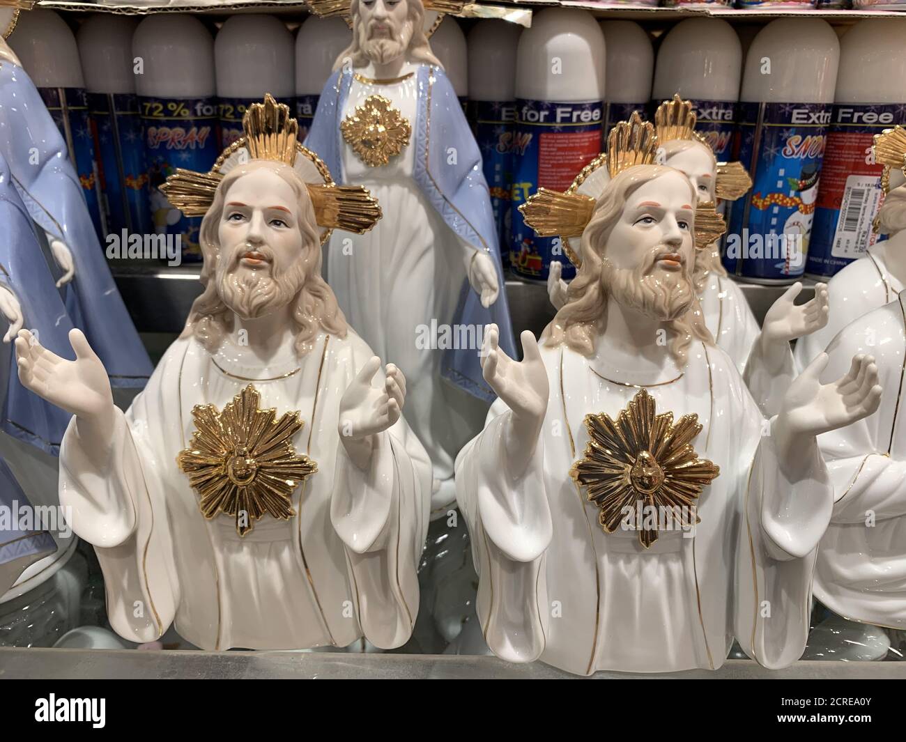 Closeup of small decorative statues of Jesus Christ Stock Photo Alamy