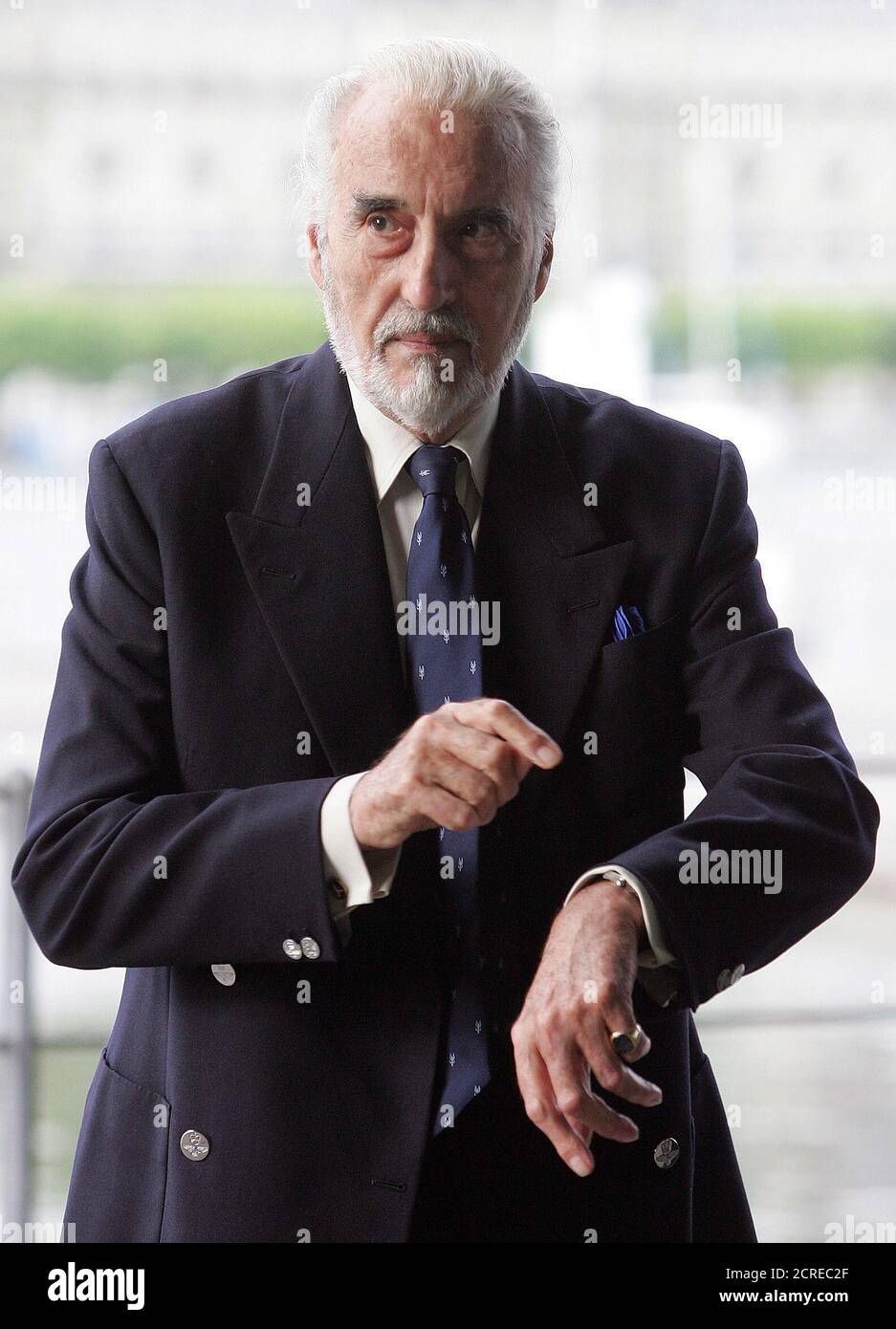 U.S. actor Christopher Lee arrives during the 45th Annual Rose d'Or Festival in Lucerne, Switzerland, May 7, 2005. The Festival Rose d'Or hosts the most prestigious international awards for entertainment television programmes. REUTERS/Pascal Lauener  PLA/AEM/YH Stock Photo