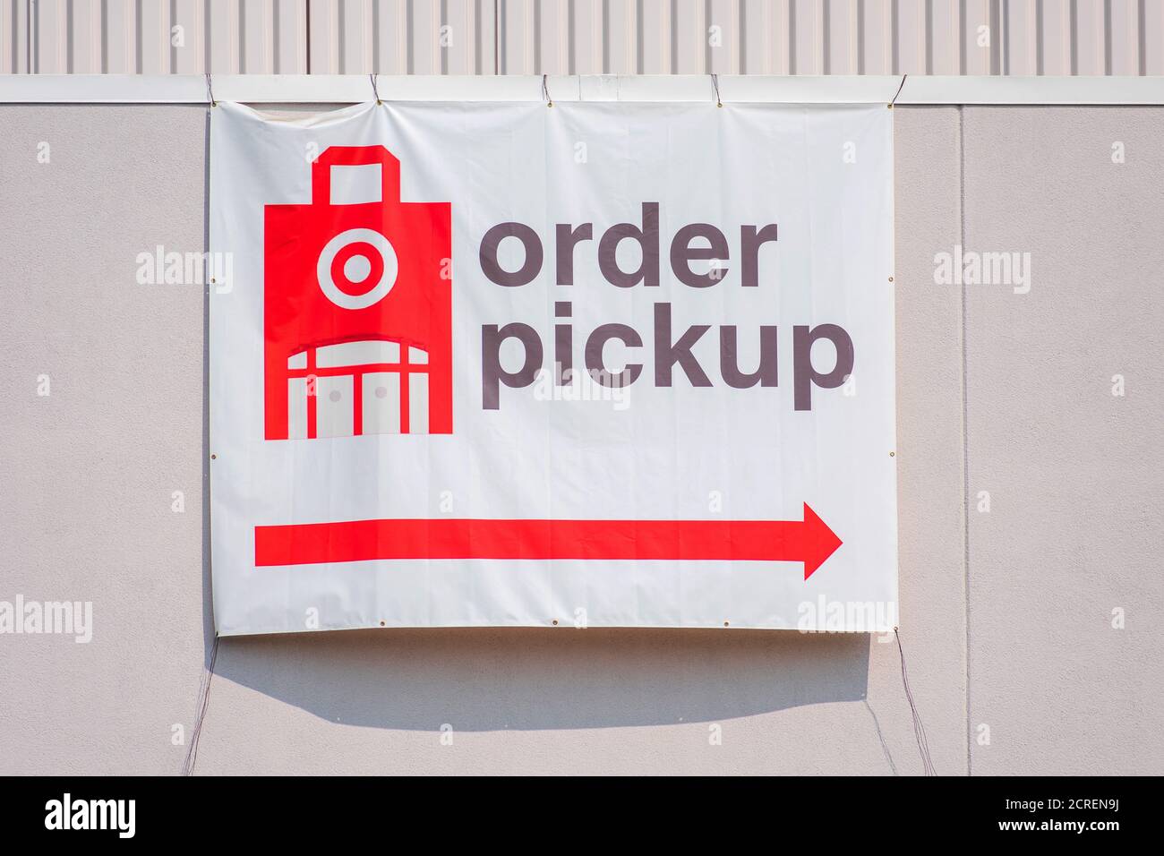 Order pickup sign informs Target supermarket online shoppers about