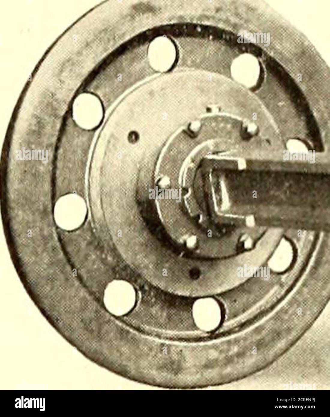 . Electric railway journal . ows a Roll-way wheel with the truck frames placed inside the wheels.This was practically the design made for the double-truckaccumulator car previously mentioned. Fig. 2 shows a formwhere the axle extends through the wheel and the truckframe rests on the axle outside the wheel. The end thrust inthis pattern is taken at opposite ends of the journal sleeve,while in the first design the end thrust is taken in both direc-tions at the outer end of the journal. Fig. 3 shows the Roll-way wheel hub with a seat for the gear at the inner end andprovision for a rolled steel w Stock Photo