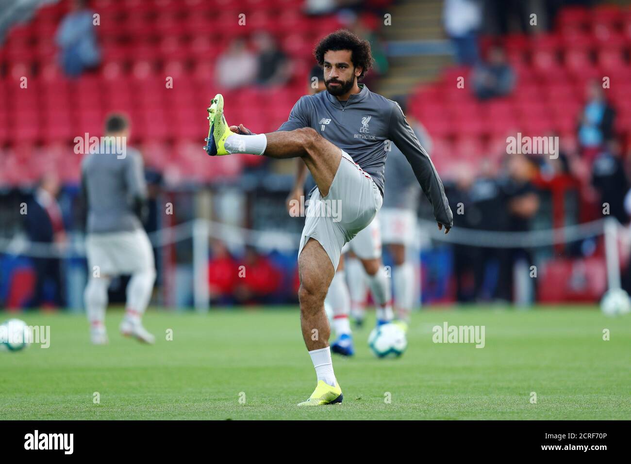 Soccer Football - Premier League - Crystal Palace v Liverpool - Selhurst Park, London, Britain - August 20, 2018 Liverpool's Mohamed Salah during the warm up REUTERS/Eddie Keogh EDITORIAL USE ONLY. No use with unauthorized audio, video, data, fixture lists, club/league logos or "live" services. Online in-match use limited to 75 images, no video emulation. No use in betting, games or single club/league/player publications. Please contact your account representative for further details. Stock Photo