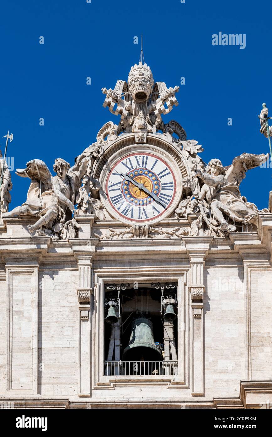 Clock tower, St. Peter's Basilica, Vatican City Stock Photo