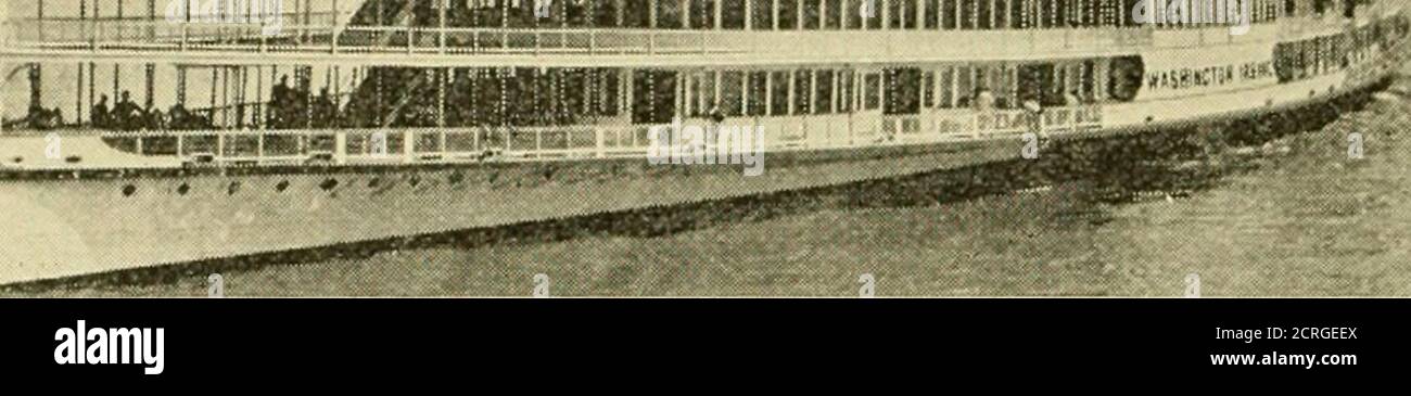 . Daily attractions in New York. Advance information of art exhibitions, lectures, concerts, churches, theatres, railroads, Pullman accommodations, points of interest, where to dine, etc. .. . I i i IklJii. iiniiiiiiiHfiHiiiii ■illllliliiliil. In addition to the splendid big steamers Hendrick Hudson, Robert Fulton andAlbany, the Hudson River Day Line has in commission this season the NEW STR. WASHINGTON IRVING the most palatial river steamer in the world—a floating art gallery—adorned with illus-trations from the life and times of the famous author whose name she bears. Orchestraand restaurant Stock Photo