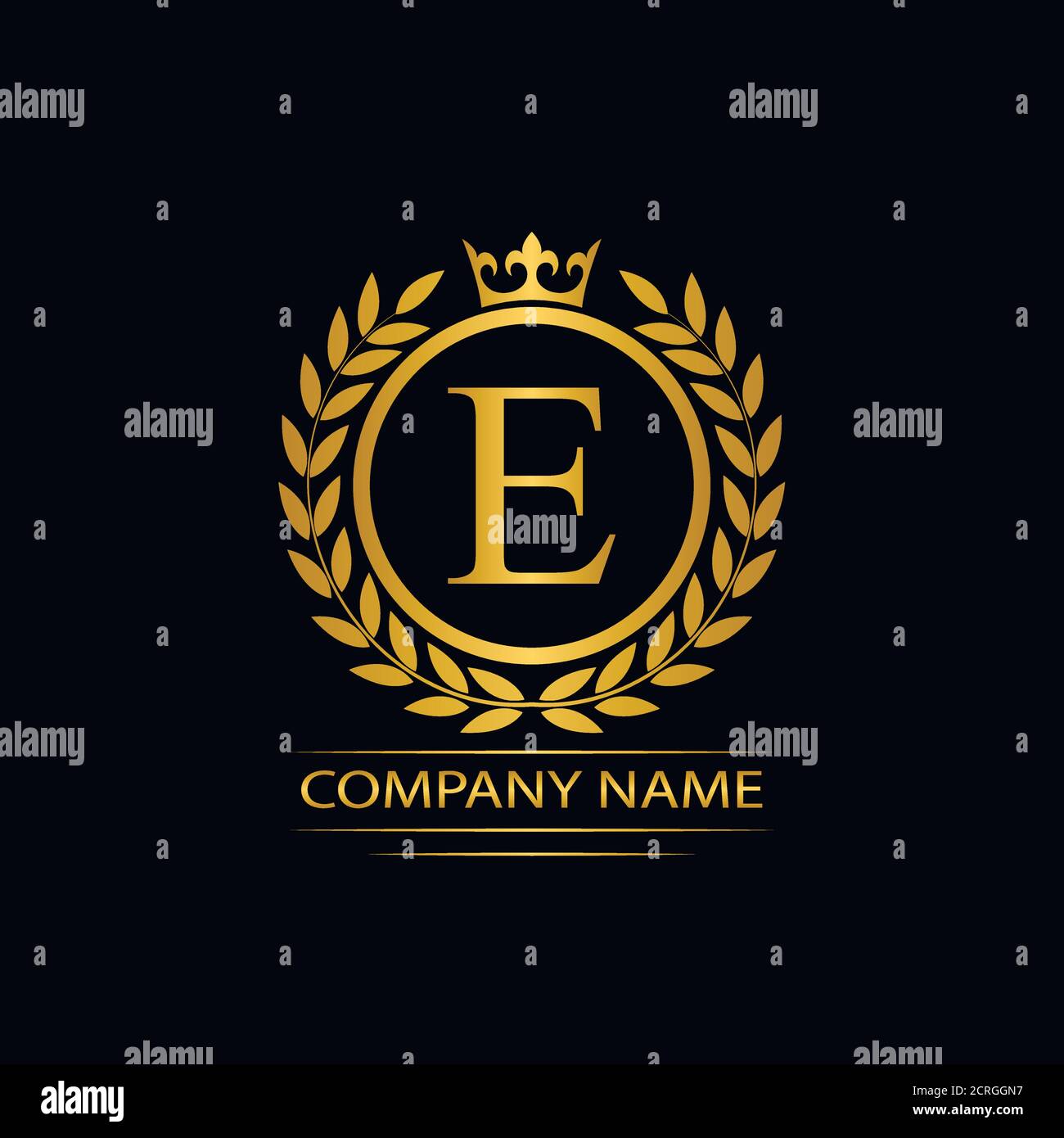 Golden Letter E laurel wreath template logo Luxury gold letter with ...