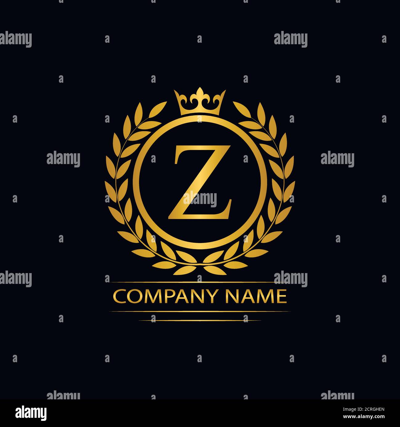 Golden Letter Z laurel wreath template logo Luxury gold letter with ...