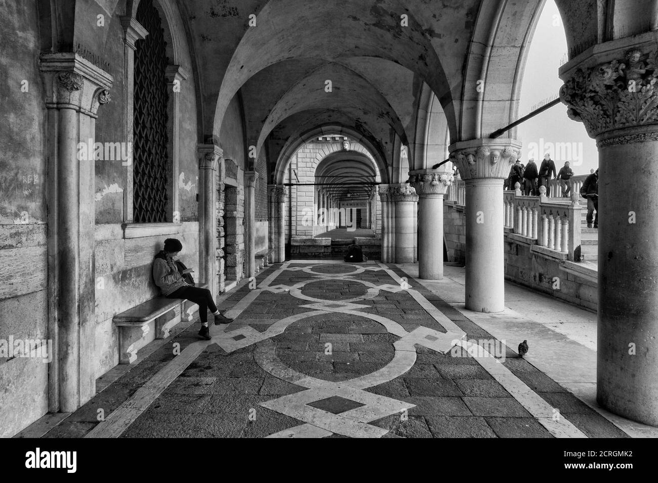 Characteristic black and white view of the city of Venice Stock Photo