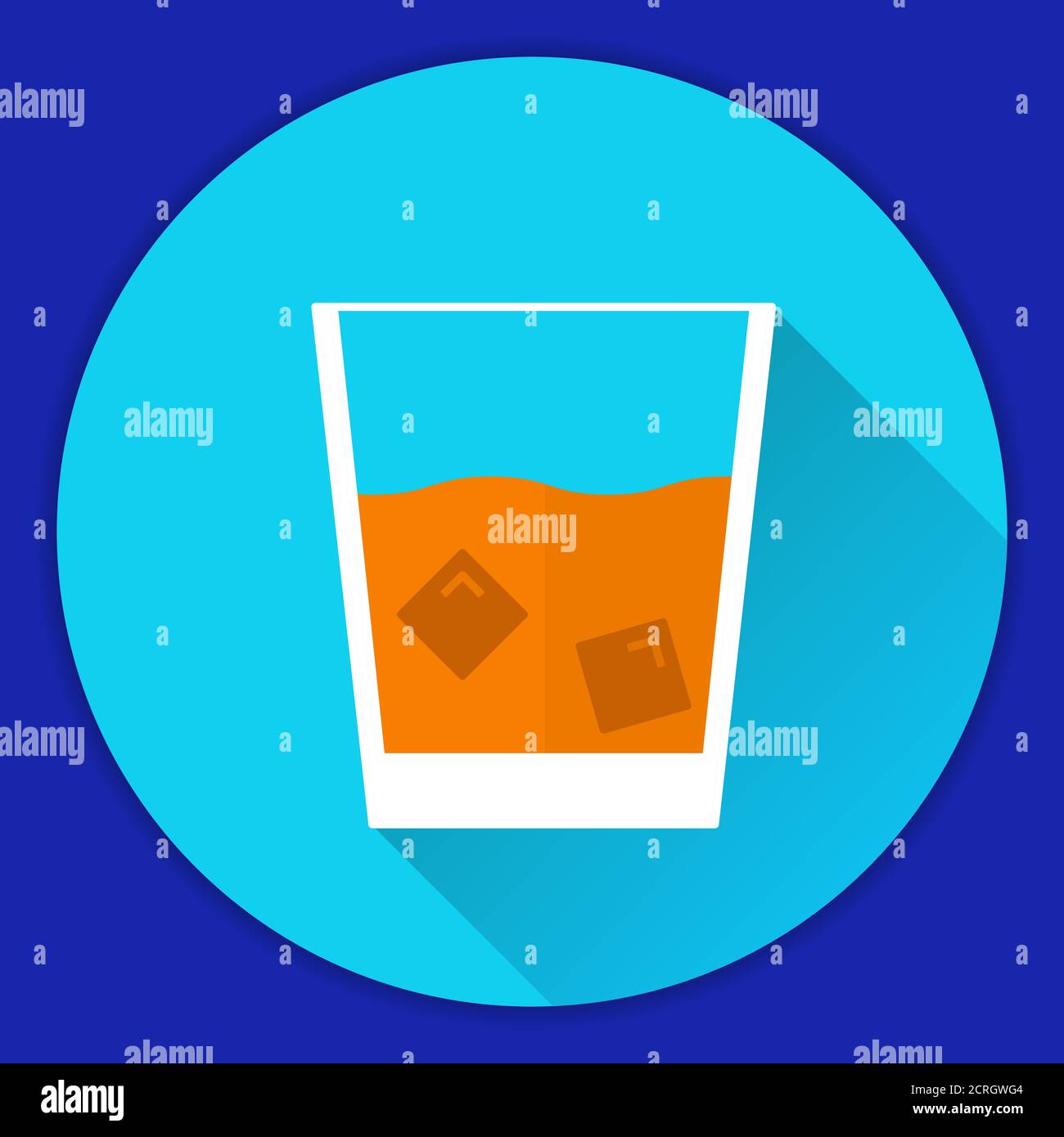Glass Old Fashioned scotch whisky with ice cubes alcohol drink.whiskey on the rocks. Stock Vector
