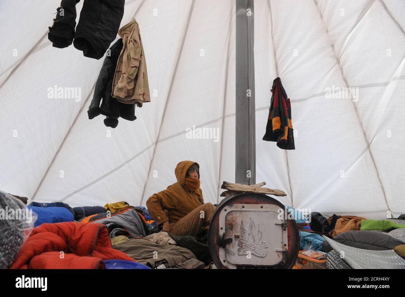 Chanel Loren from Santa Barbara sits in her tarpee in Oceti Sakowin camp as  