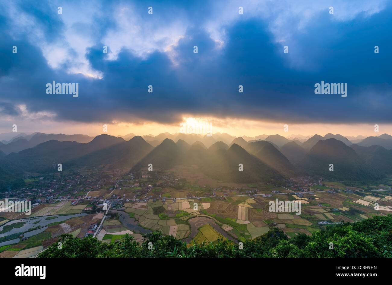 Rice field in harvest time in Bac Son valley, Lang Son, Vietnam Stock ...
