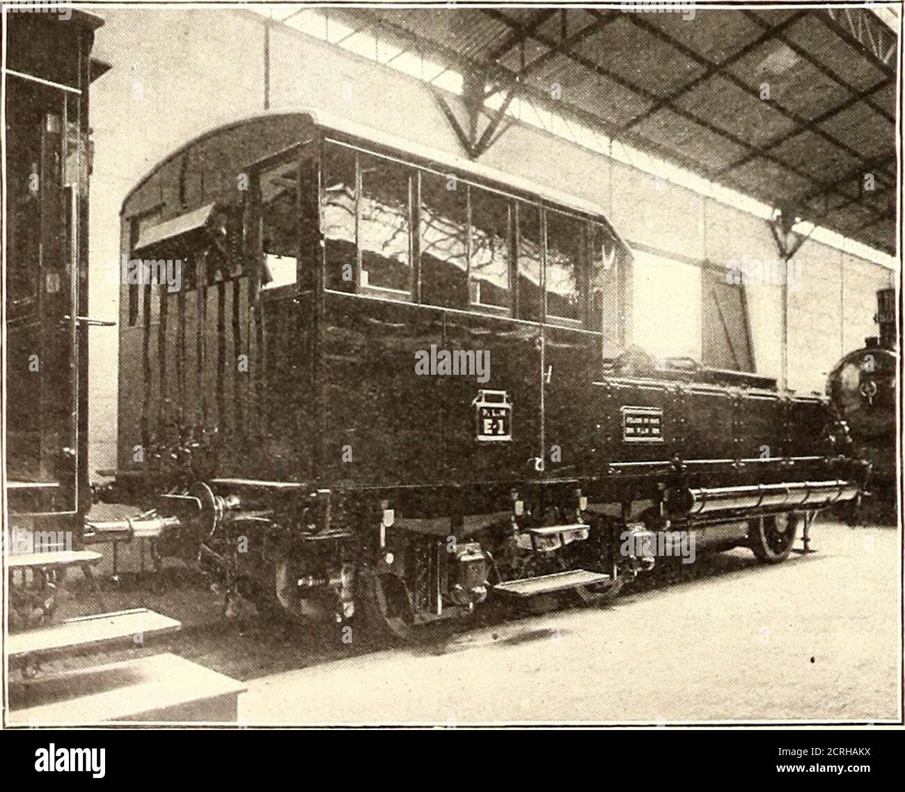 . The Street railway journal . ELECTRIC LOCOMOTIVE, PARIS, LYONS, MEDITERRANEAN R. R. herewith. A liberal exhibitor in the French class is theCompanie Generale des Omnibus de Paris, which exhibitsa street railway car operated by accumulators, one of thesteam type, one with an oil engine, and one of the com-pressed-air type. Some of these have been shown already, TRUCK OF GANZ ELECTRIC LOCOMOTIVE, VINCENNES two General Electric motors of 25 hp each. It affordsthirty-five seats, and the back rails of all but the endbenches are reversible. The Ringhoffer car seats twenty-four passengers, and has Stock Photo