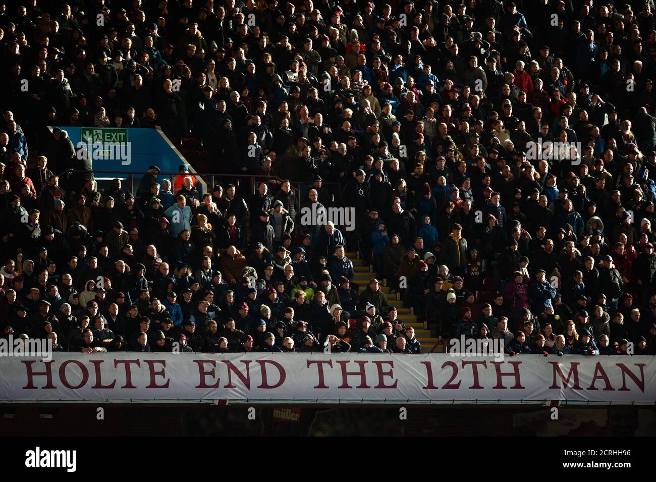 Aston Villa fans in the Holte End the winter sunshine    PHOTO CREDIT : © MARK PAIN / ALAMY STOCK PHOTO Stock Photo