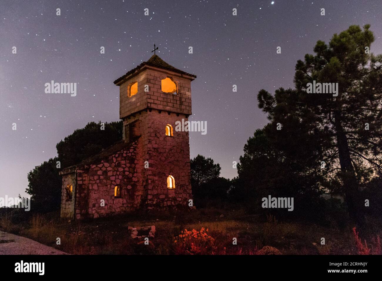 Enchanting house in the town of Alhaurin el Grande in Spain at nighttime Stock Photo