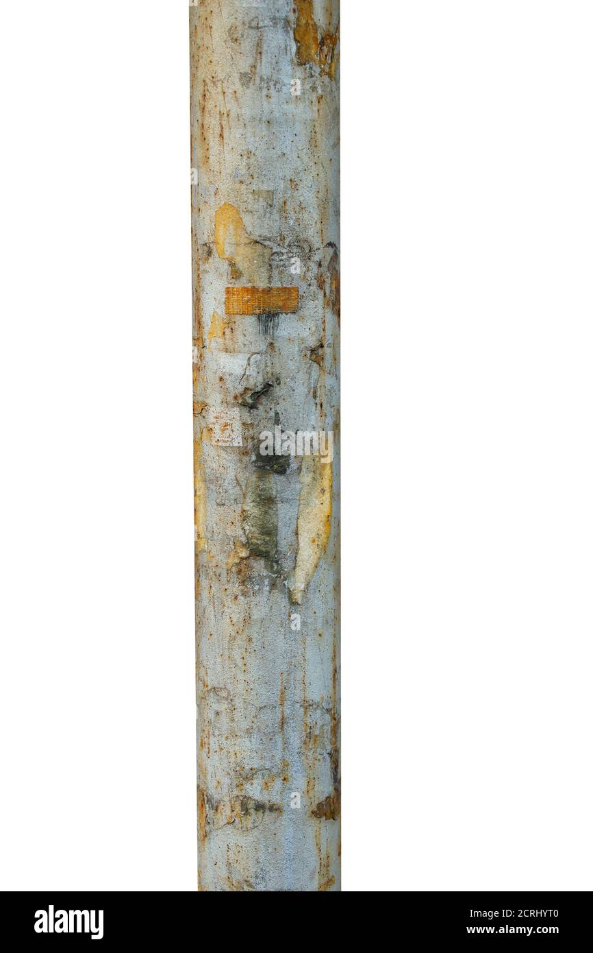 old metal pole isolated on white background Stock Photo - Alamy