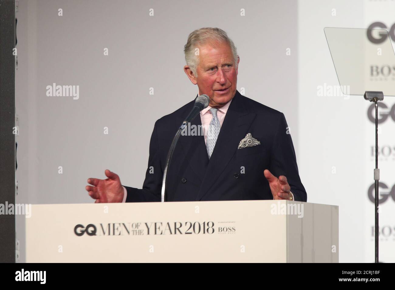 Britain's Prince Charles speaks at the GQ Men of the Year Awards 2018 in  Association with