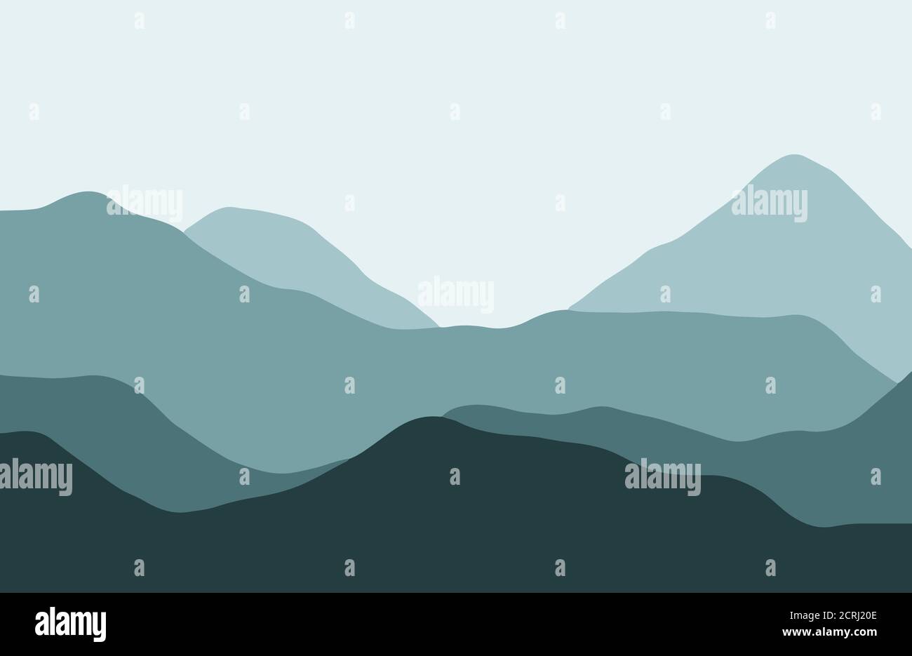 Mountains in the haze at sunset - Vector illustration Stock Vector