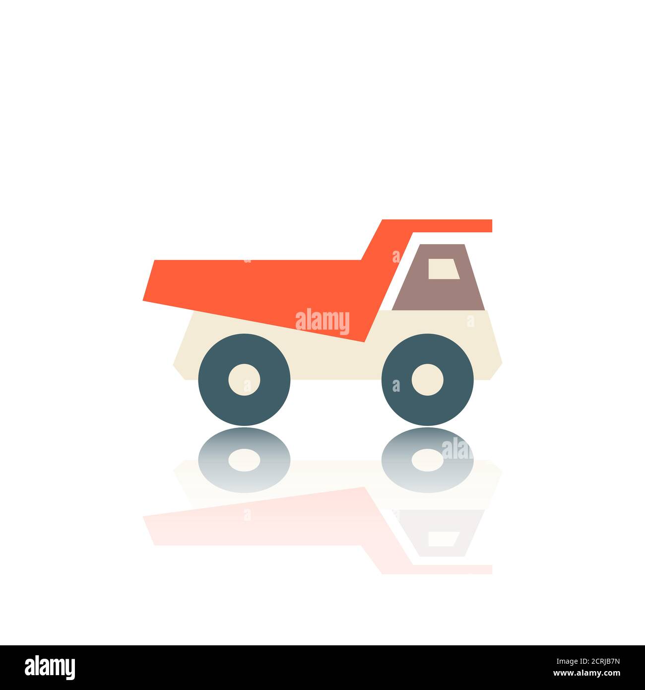 Icon truck with mirror reflection. Flat style, vector illustration. Stock Vector