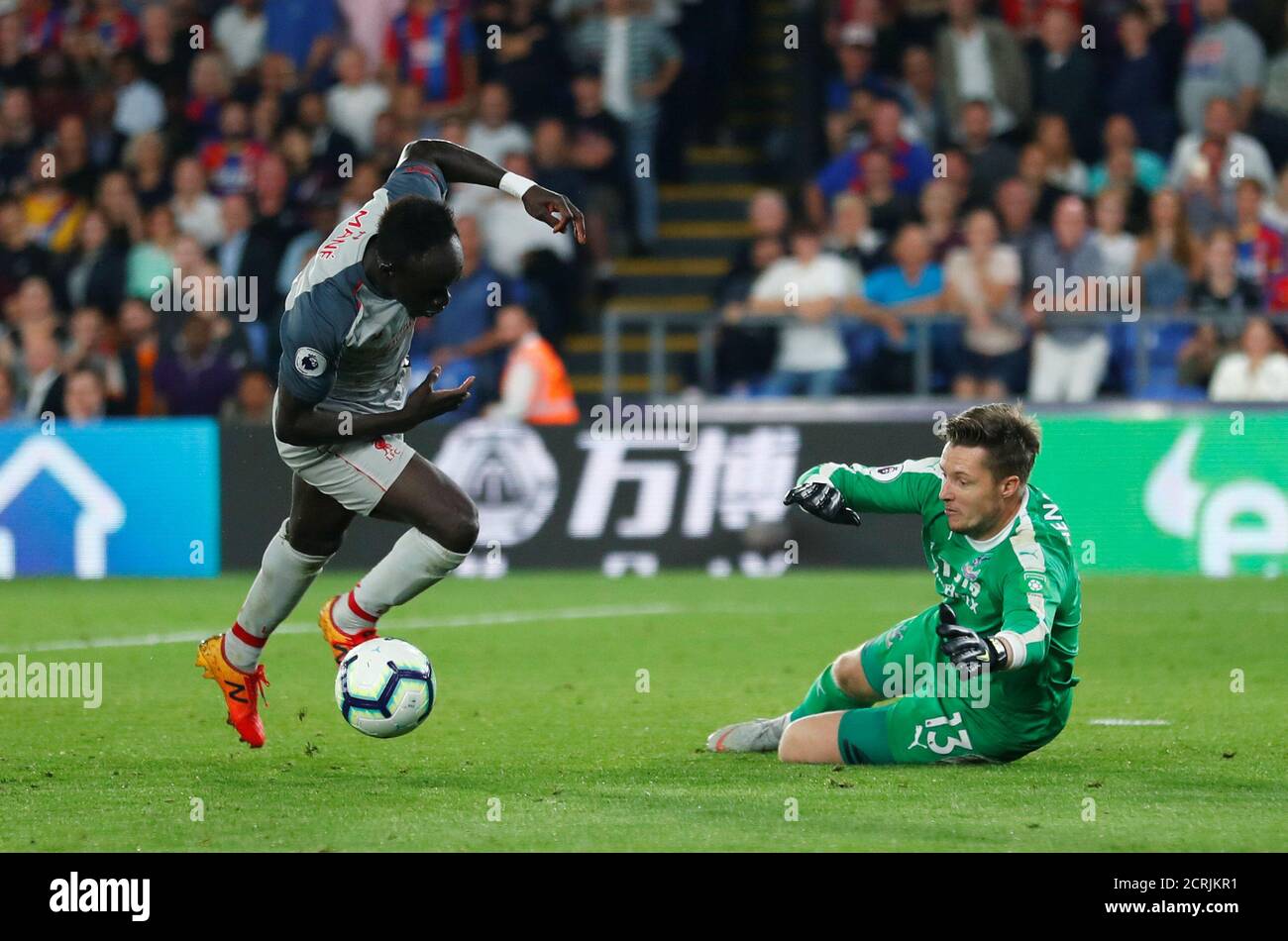 Soccer Football - Premier League - Crystal Palace v Liverpool - Selhurst Park, London, Britain - August 20, 2018 Liverpool's Sadio Mane scores their second goal REUTERS/Eddie Keogh EDITORIAL USE ONLY. No use with unauthorized audio, video, data, fixture lists, club/league logos or "live" services. Online in-match use limited to 75 images, no video emulation. No use in betting, games or single club/league/player publications. Please contact your account representative for further details. Stock Photo