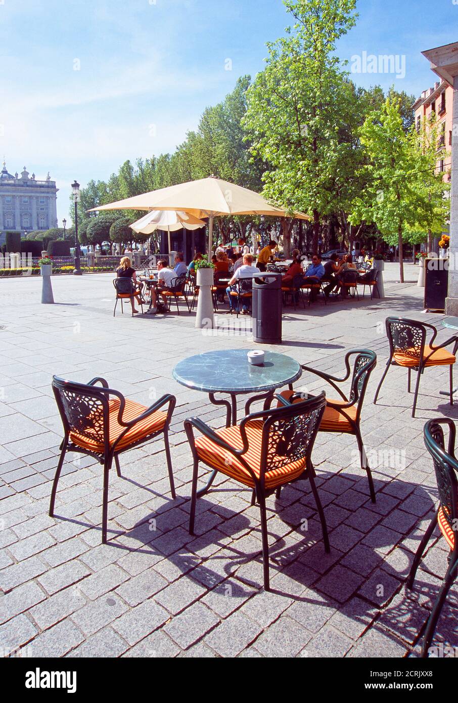 Terrace. Plaza de Oriente, Madrid, Spain. Stock Photo