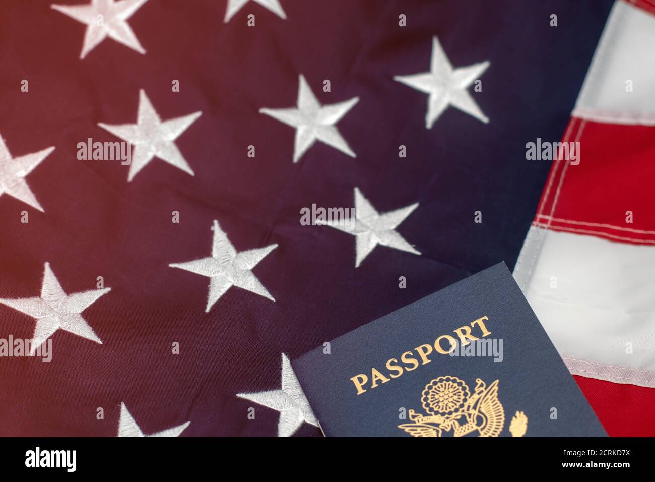 United States Passports placed on the American Flag Stock Photo Alamy