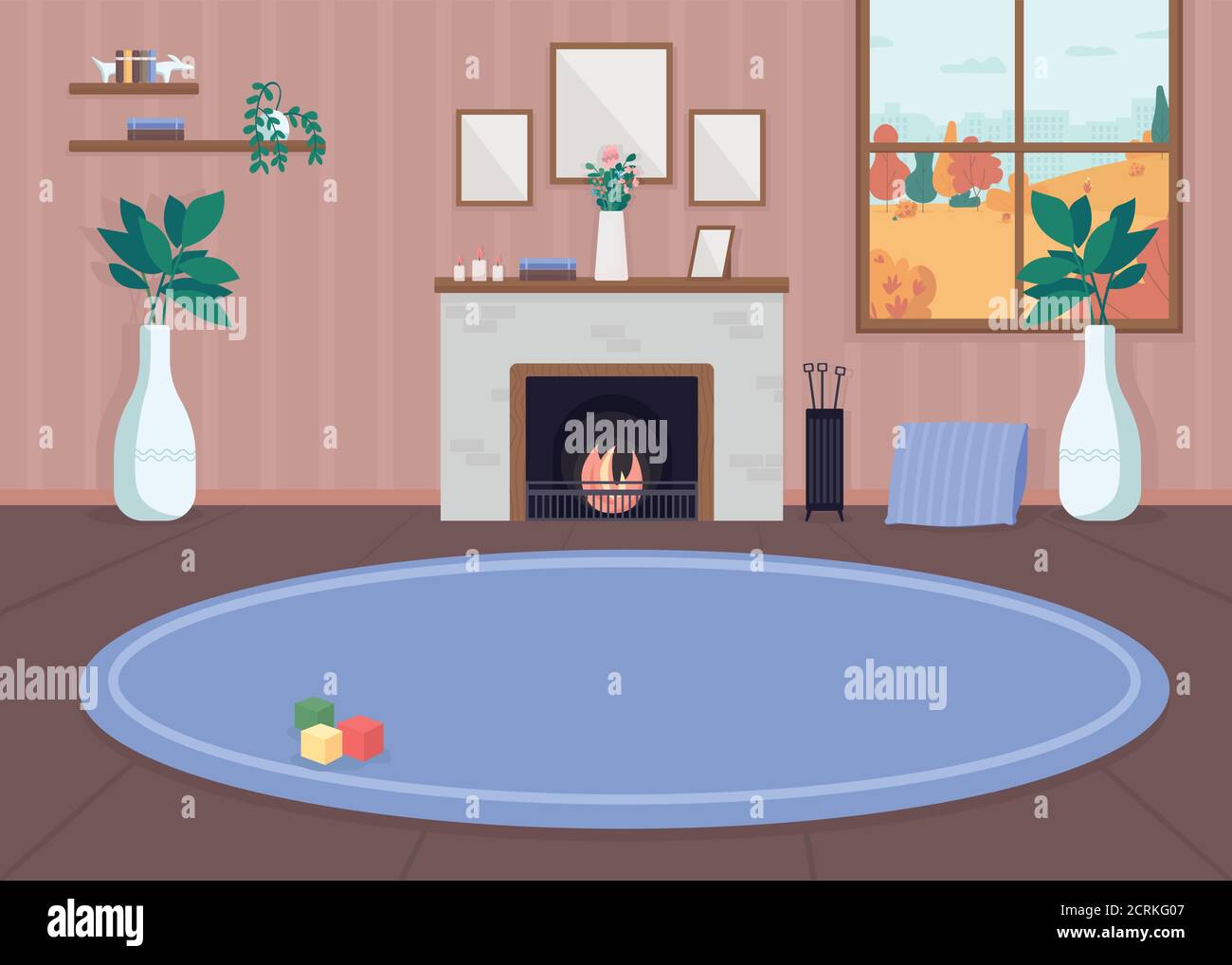 Cozy living room flat color vector illustration Stock Vector Image ...