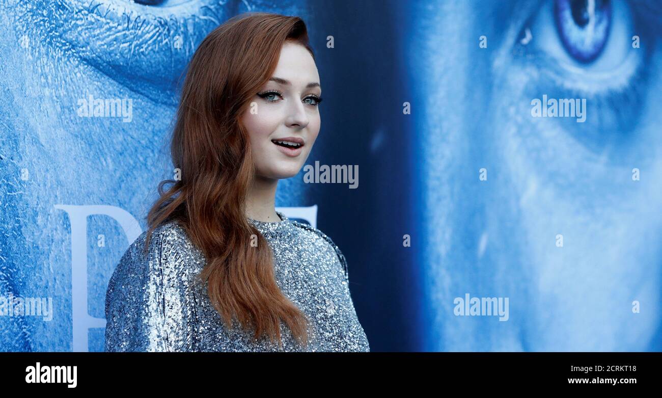 Cast member Sophie Turner poses at a premiere for season 7 of the television series 'Game of Thrones' in Los Angeles, California, U.S., July 12, 2017. REUTERS/Mario Anzuoni Stock Photo
