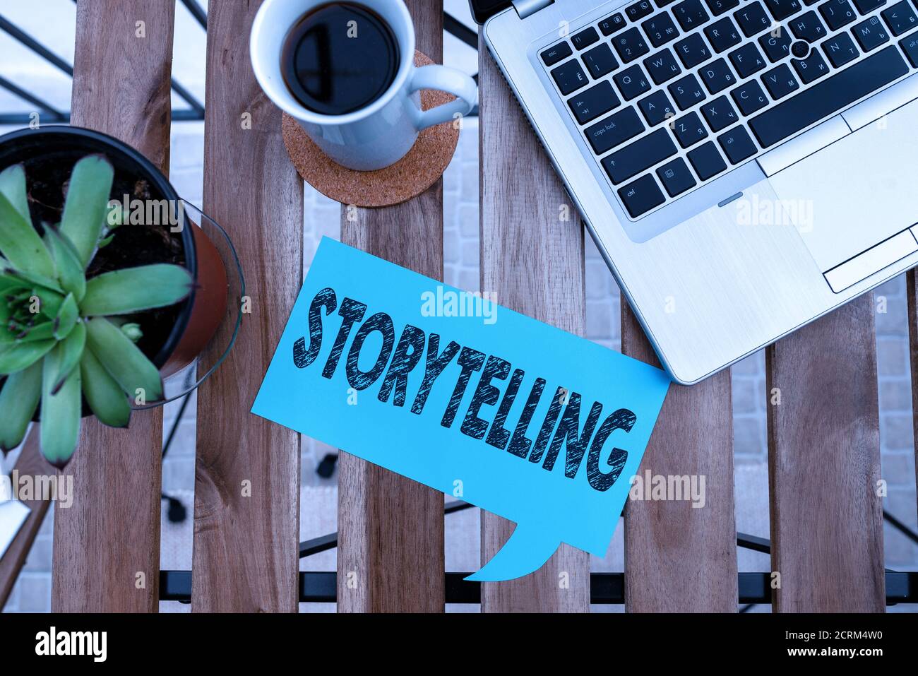 Word writing text Storytelling. Business photo showcasing relater of anecdotes, reciter of tales, writer of stories Paper accesories with digital smar Stock Photo