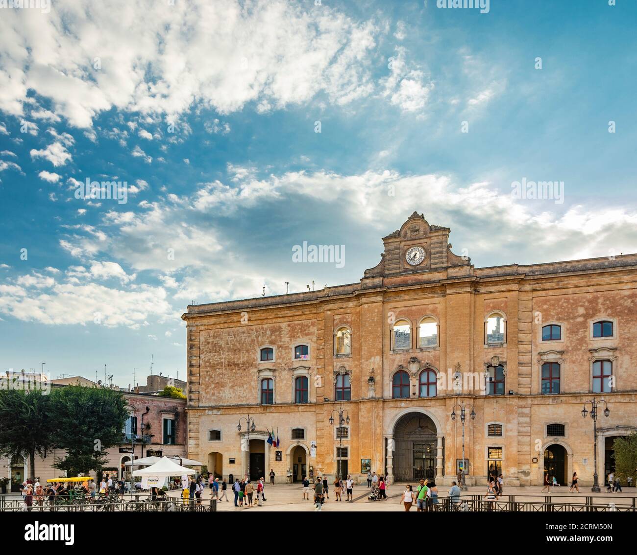 August 8, 2020 - Matera, Basilicata, Italy - Palazzo dell'Annunziata, an eighteenth-century palace located in Piazza Vittorio Veneto. Many tourists st Stock Photo