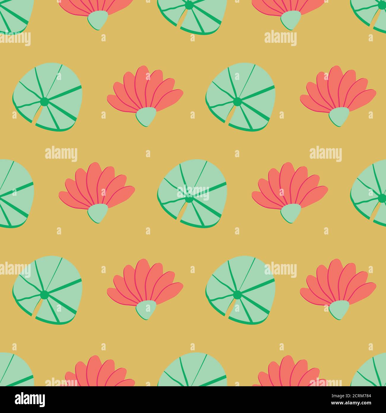 lotus flowers and leaves seamless vector pattern Stock Vector