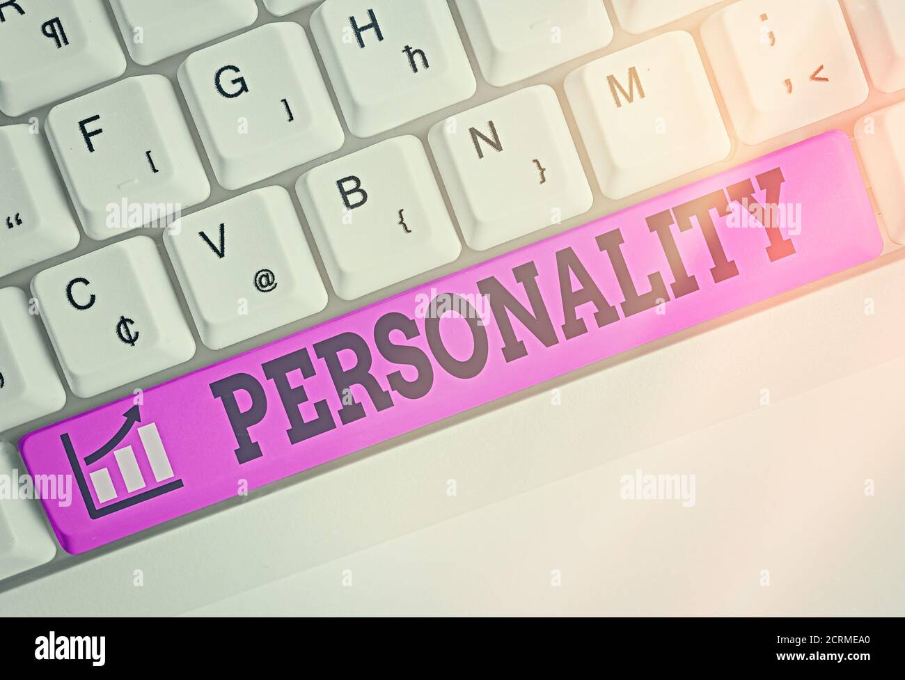 Conceptual hand writing showing Personality. Concept meaning the condition or fact of relating to a particular an individual Colored keyboard key with Stock Photo