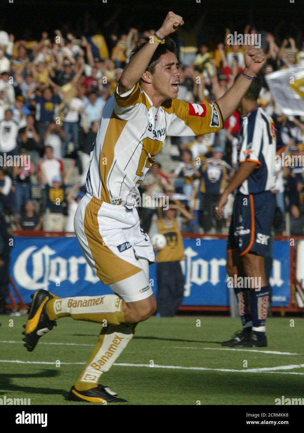 PUMAS PLAYER VELARDE CELEBRATES HIS FIRST GOAL AGAINST MONTERREY DURING  MEXICAN LEAGUE CHAMPIONSHIP SOCCER. Efrain 