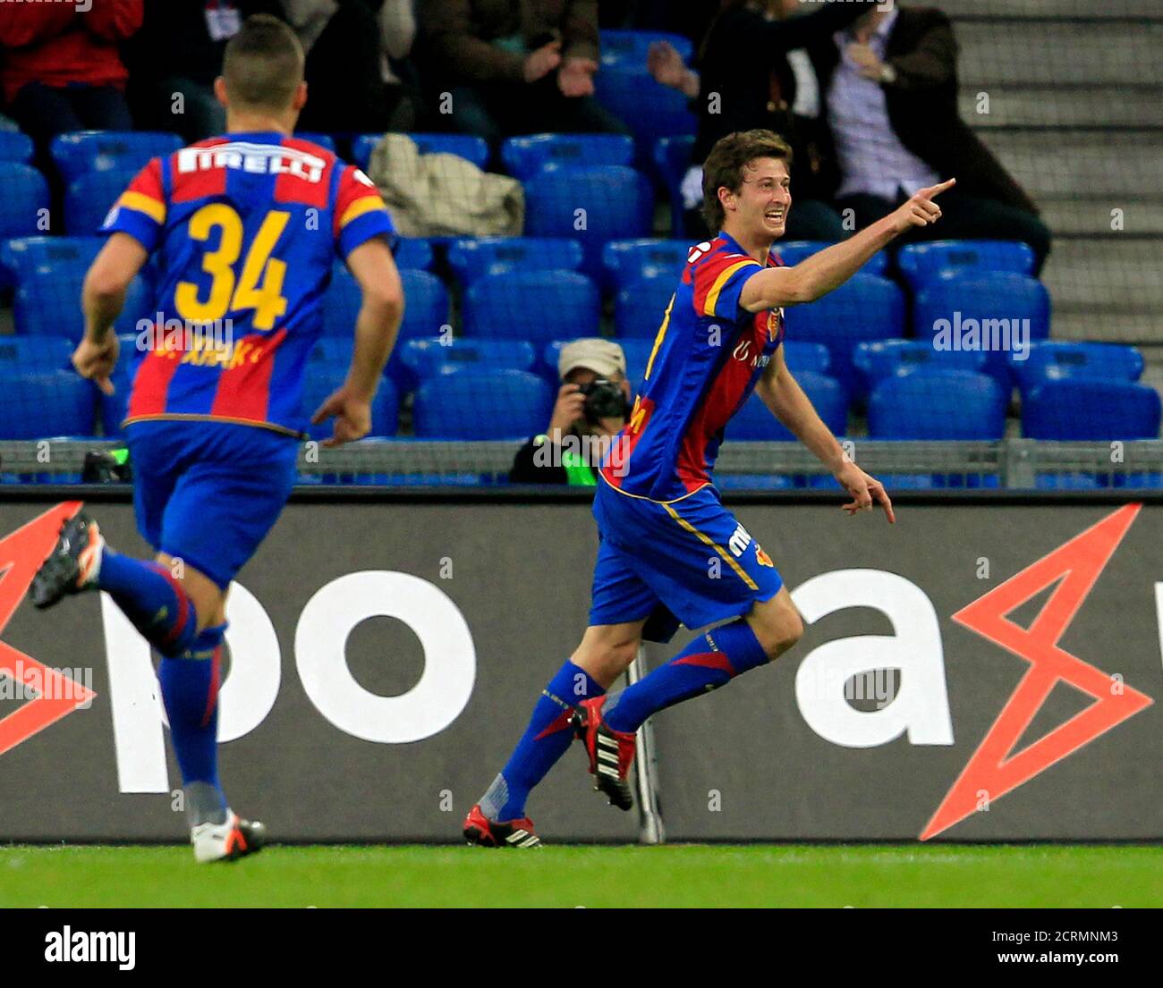 Fc Basel S Fcb David Abraham And His Team Mate Granit Xhaka L Celebrate After He Scored During Their Swiss Super League Soccer Match Against Fc Servette In Basel March 24 2012 Reuters Arnd