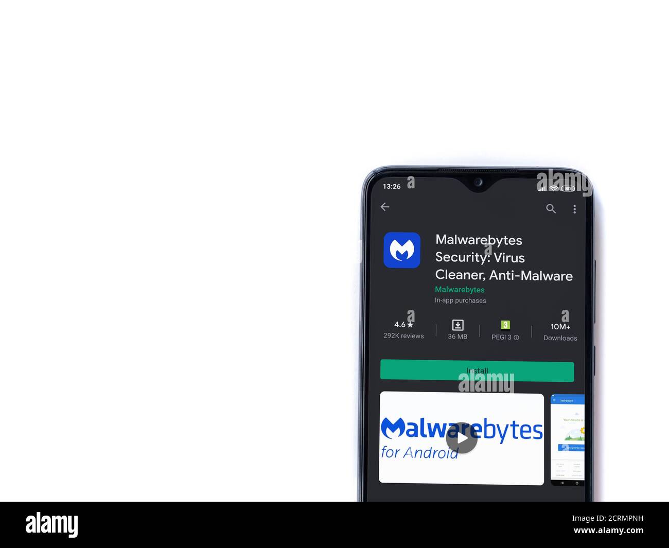 Lod, Israel July 8, 2020 Malwarebytes Security app play store