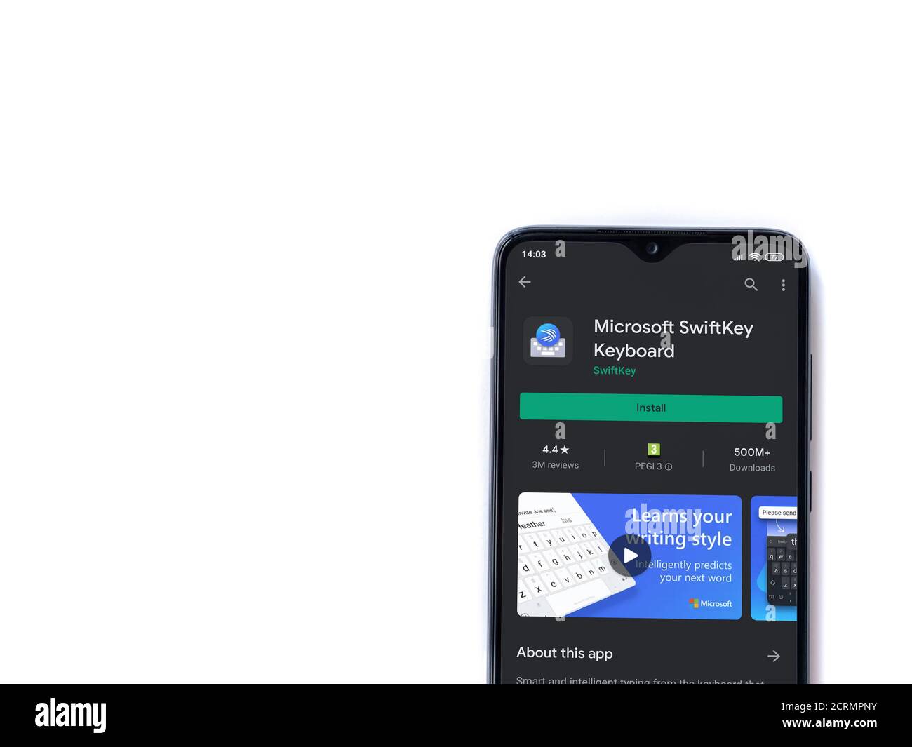 Lod, Israel - July 8, 2020: Microsoft SwiftKey Keyboard app play store page  on the display of a black mobile smartphone isolated on white background  Stock Photo - Alamy