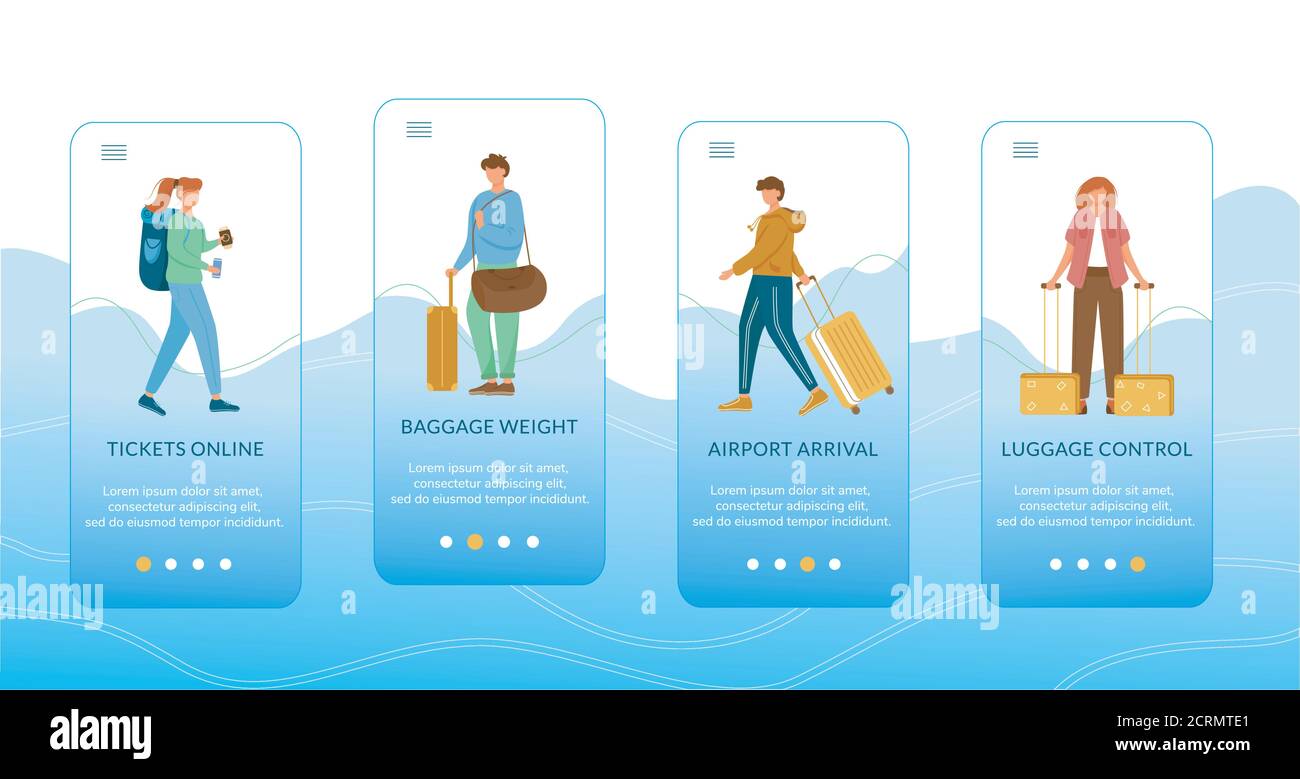 Traveling onboarding mobile app screen vector template. Trip by
