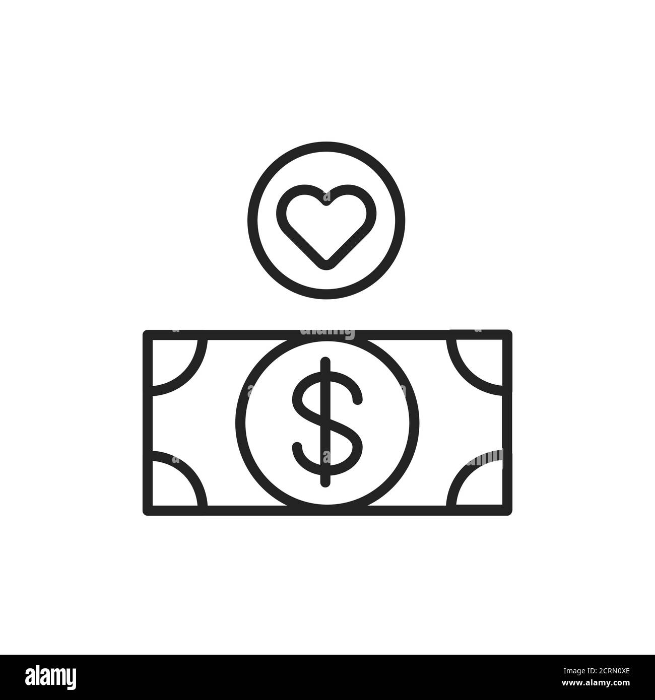 Donation money black line icon. Charity concept. Crowdfunding campaign.  ontribution aid. Fundraising symbol. Sign for web, app, ad, smm, button  Stock Vector Image & Art - Alamy