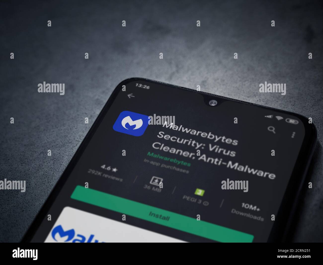 Lod, Israel July 8, 2020 Malwarebytes Security app play store