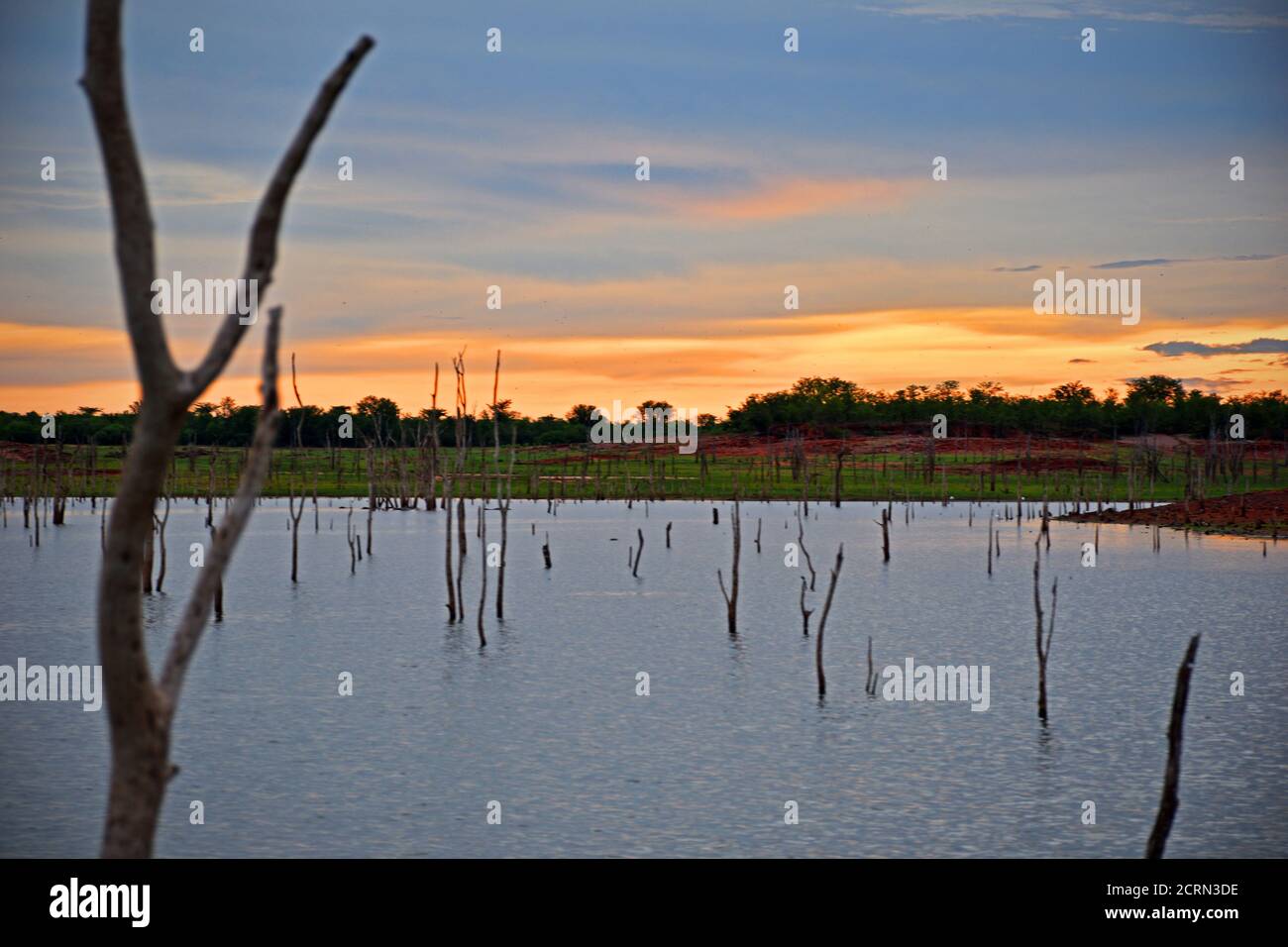 Sunset over Lake Kariba in Zimbabwe Stock Photo