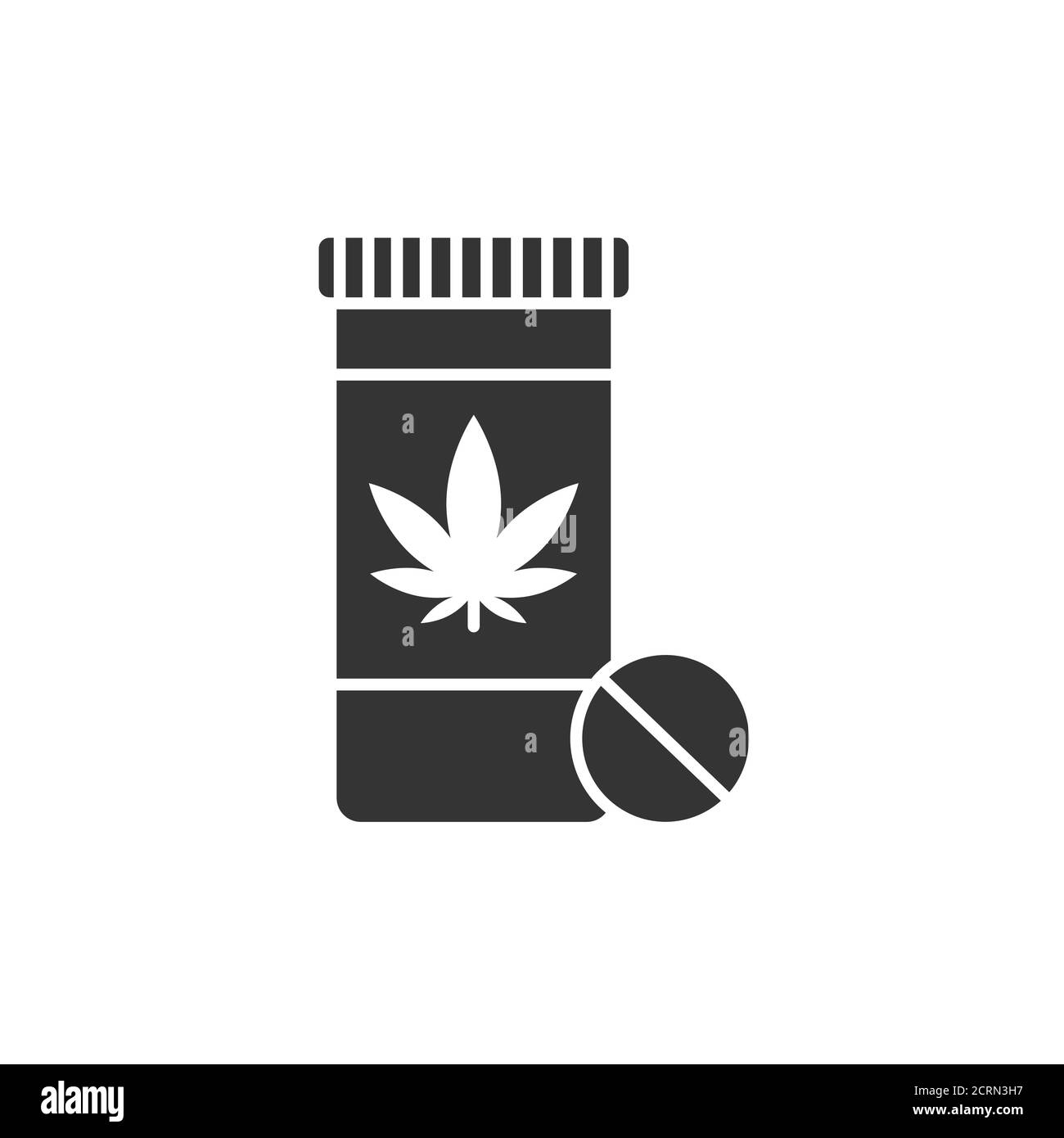 Pill bottle marijuana black glyph icon. Narcotic substance. CBD