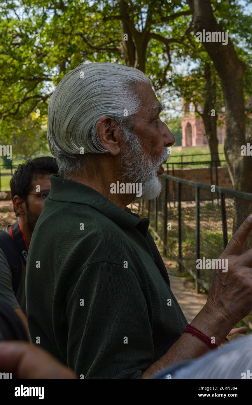 A side portrait of very old indian man. Stock Photo