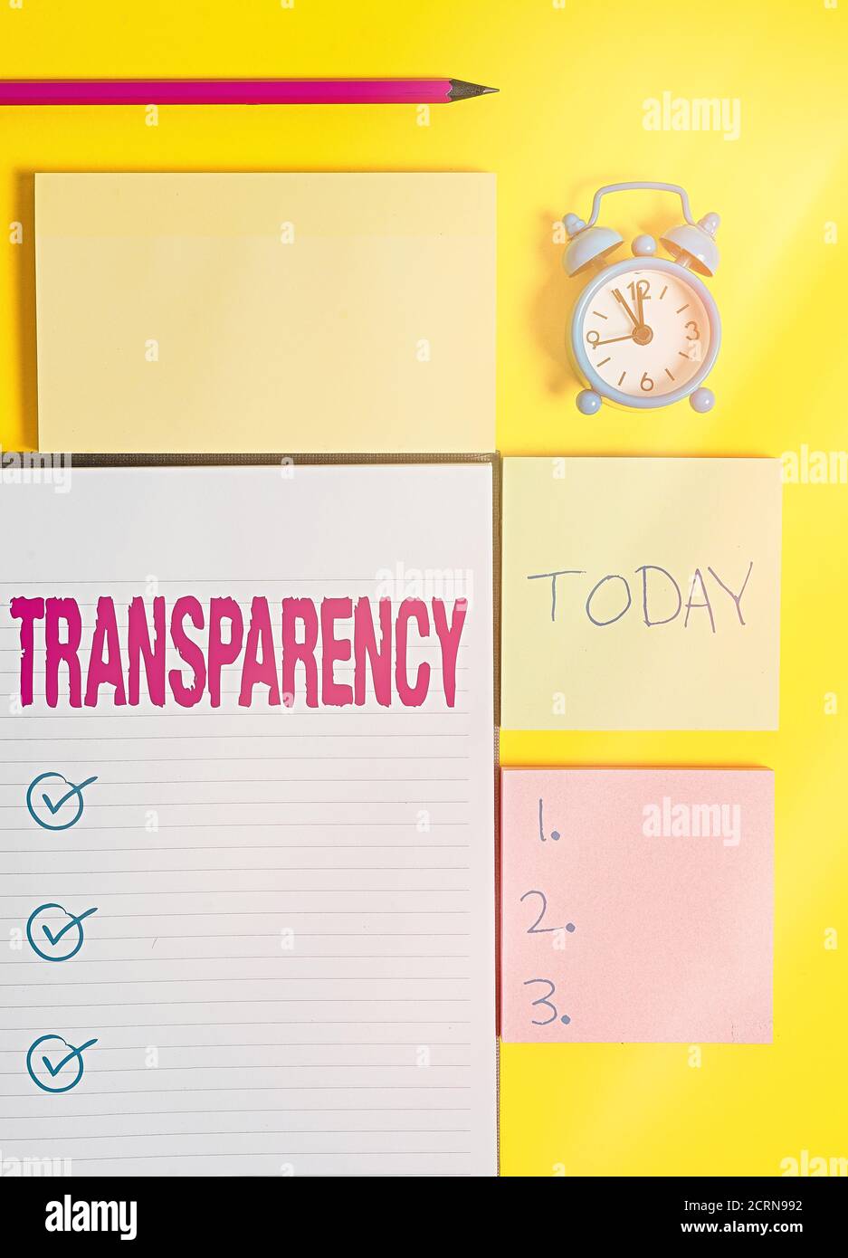 Text sign showing Transparency. Business photo showcasing something transparent especially a picture viewed by light Colored empty papers with copy sp Stock Photo