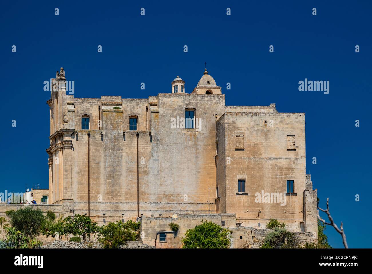 Matera, Basilicata, Italy - The church and convent of Sant'Agostino, in the Sasso Barisano, built on the ancient rupestrian crypt of San Giuliano. Stock Photo