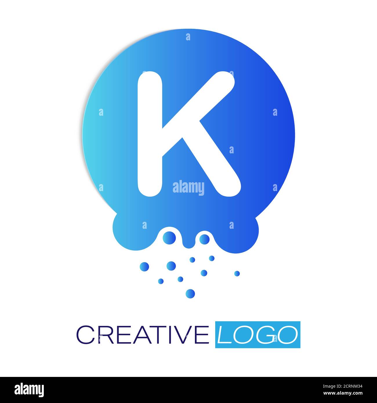 Creative logo. The letter K on a round dot with splashes. Vector ...