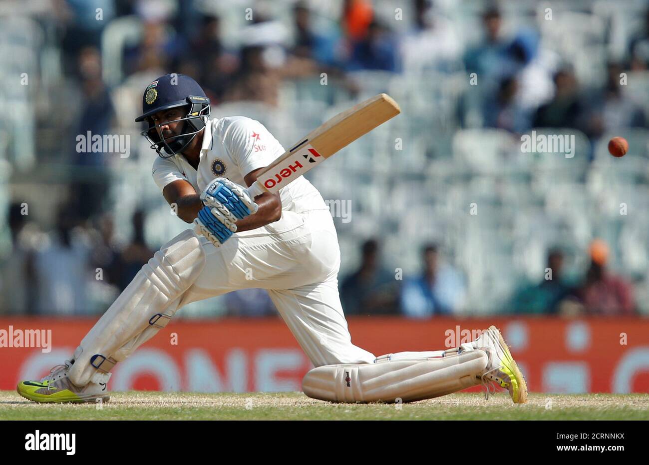 Cricket - India v England - Fifth Test cricket match - MA Chidambaram Stadium, Chennai, India - 19/12/16 - India's Ravichandran Ashwin plays a shot. REUTERS/Danish Siddiqui Stock Photo