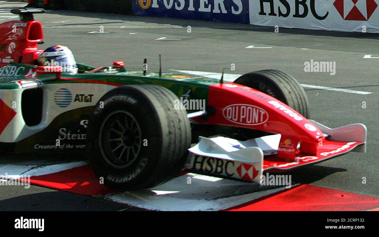 Austrian Formula One Driver Christian Klien Drives His Jaguar During Monaco Grand Prix In Monte Carlo May 23 2004 A Diamond Worth 200 000 Embedded In The Nose Cone Of The Jaguar Formula