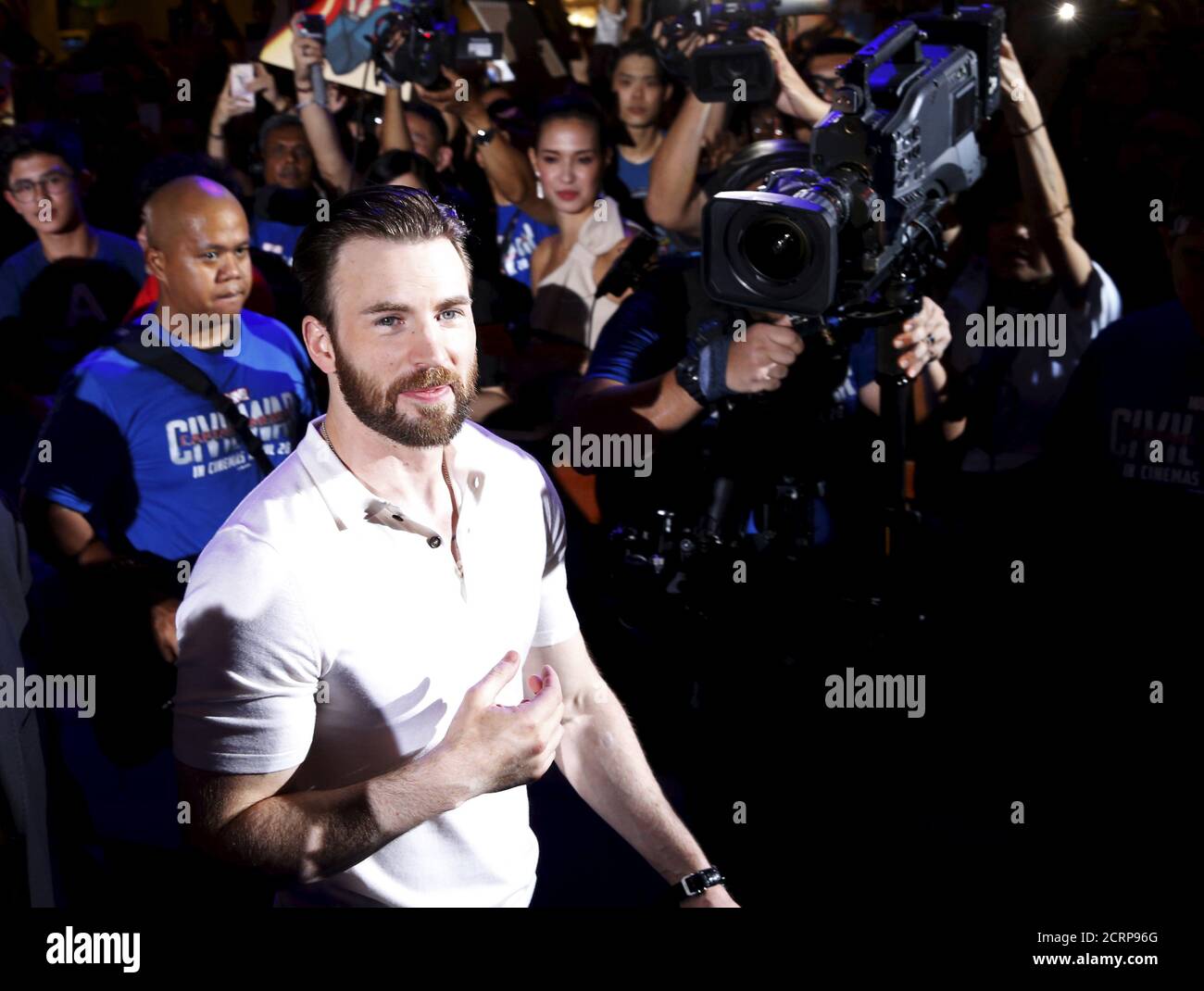 Actor Chris Evans arrives for a blue carpet event for the movie 'Captain America: Civil War' in Singapore, April 21, 2016. REUTERS/Edgar Su Stock Photo