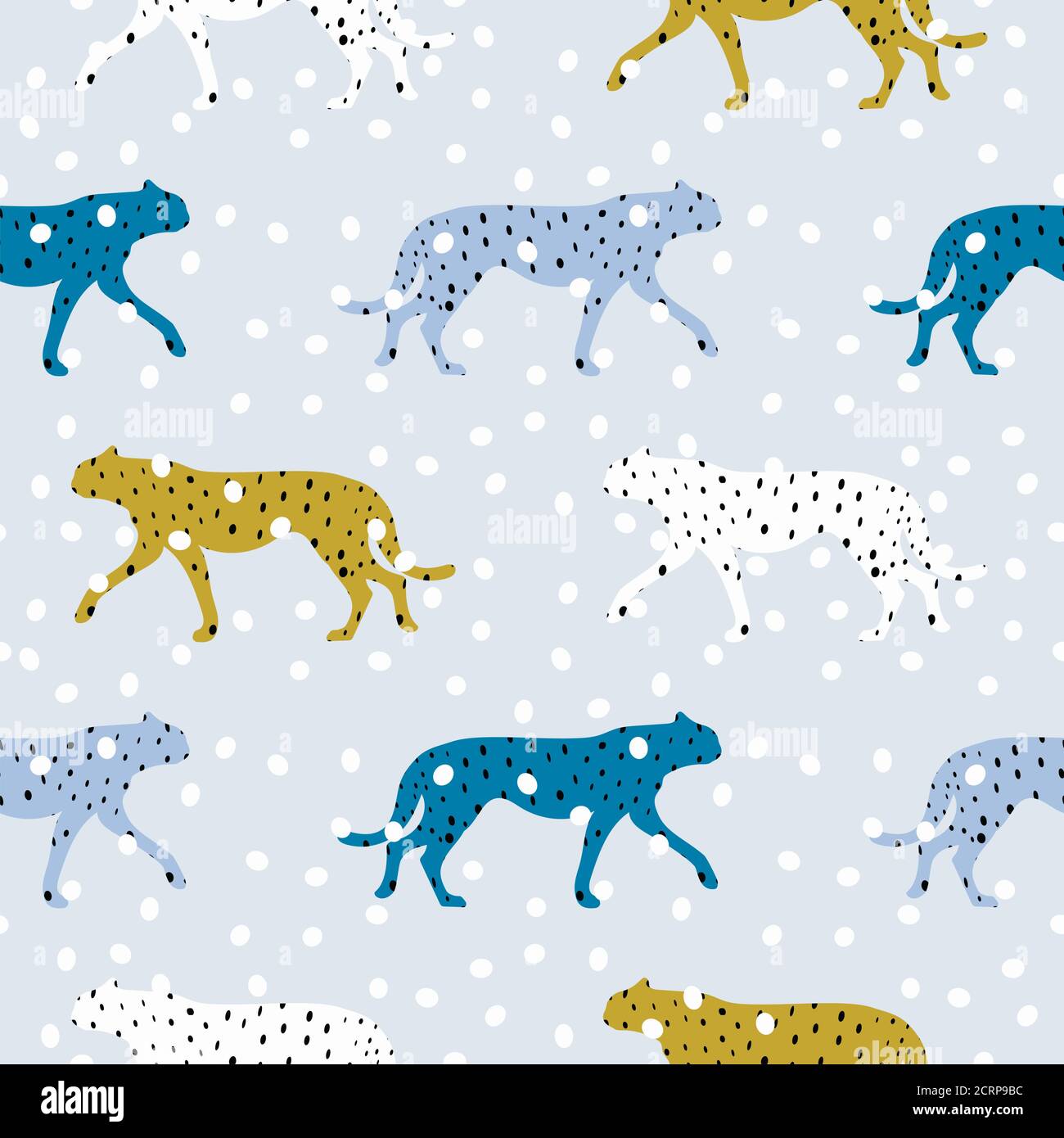 Seamless pattern with cheetahs, leopards  in the jungle . Vector illustration Stock Vector