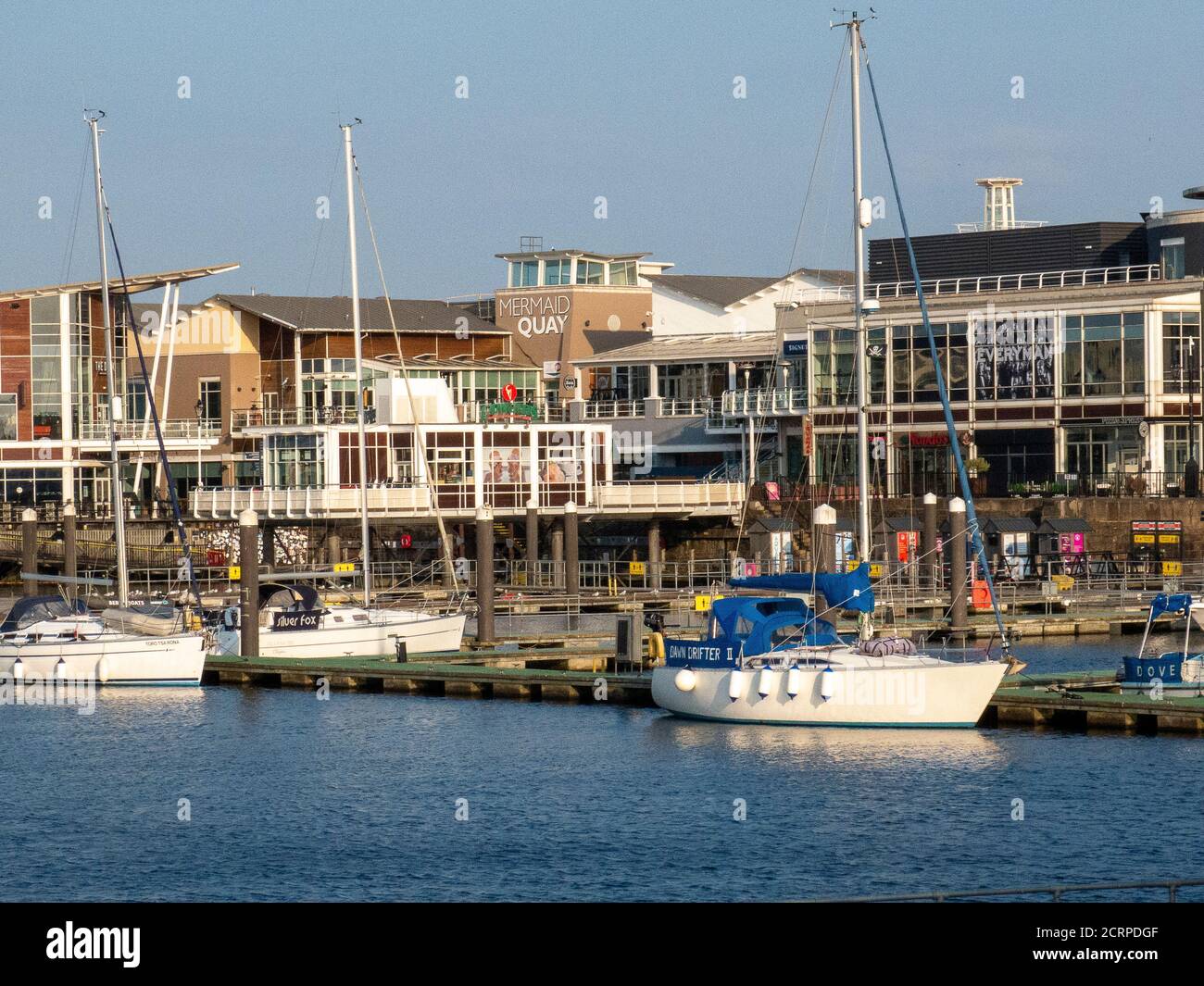 Cardiff Bay with the Mermaid Quay in the back ground. Cardiff, Wales, ,UK Stock Photo Alamy