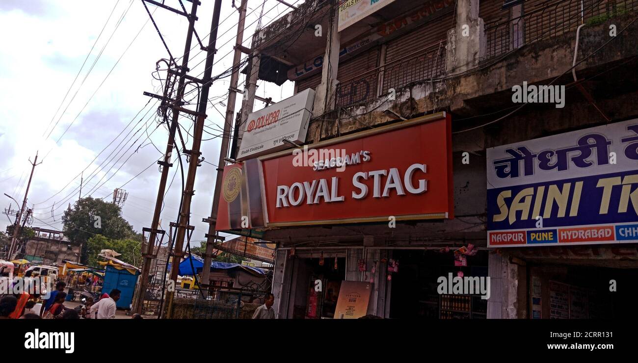 DISTRICT JABALPUR, INDIA AUGUST 05, 2019 Royal Stag wine shop
