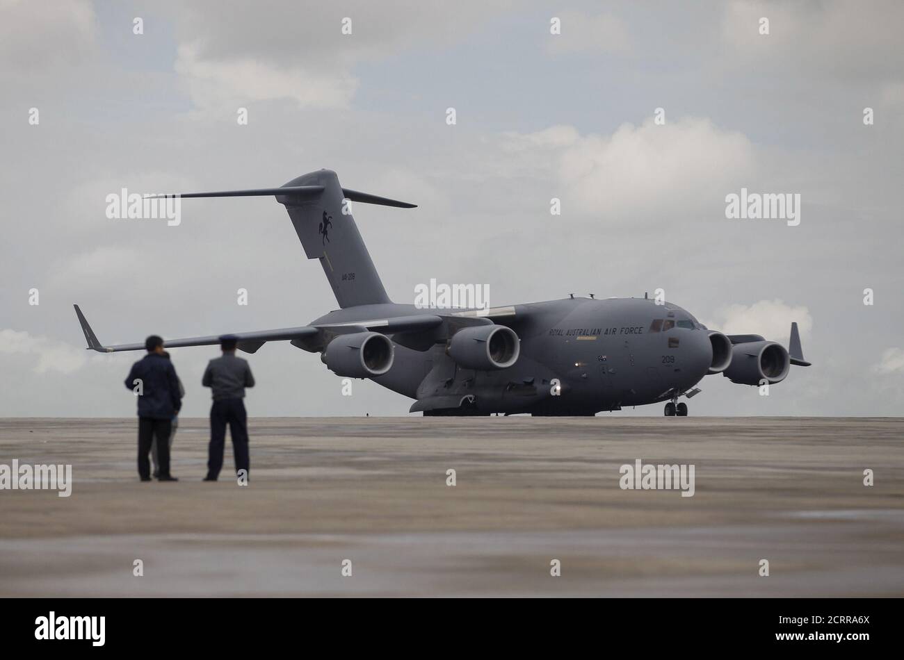 A Royal Australian Air Force Raaf C 17 Globemaster Iii Transport Plane Carrying Donated Aid For
